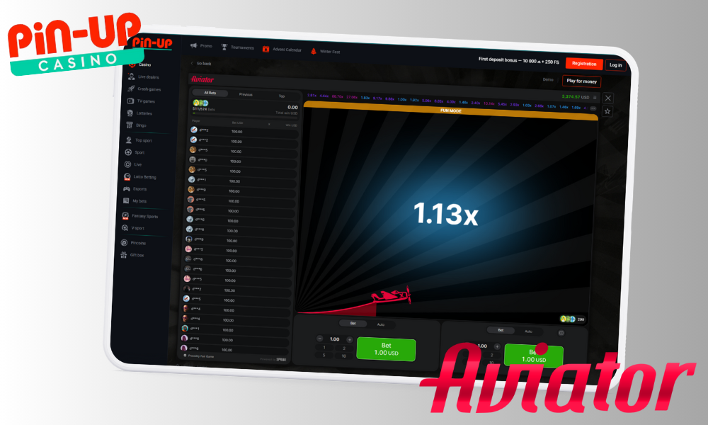 Play Aviator on the Pin Up platform